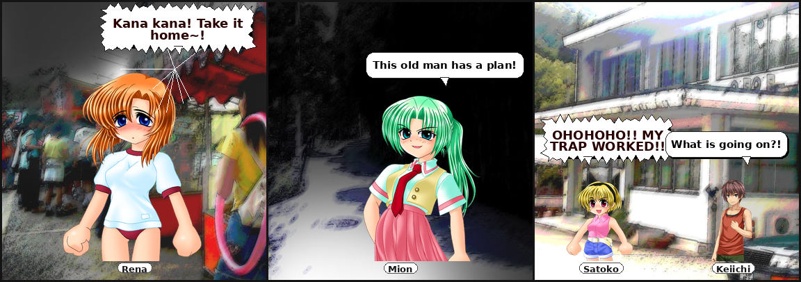Example comic strip generated by the Higurashi Comic Bot